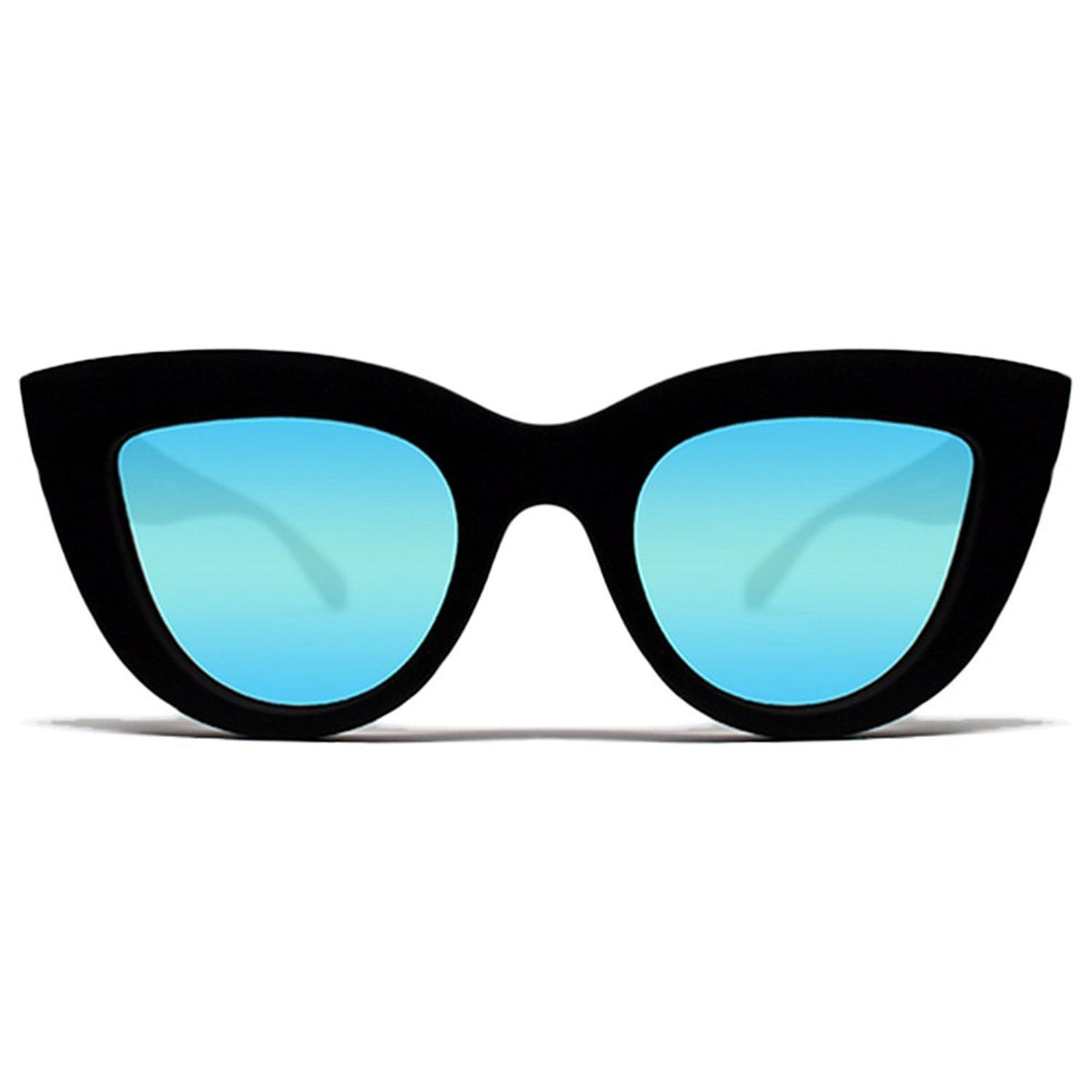 QUAY // rare ltd ed retro-chic black frame blue mirrored lens cateye sunglasses FELT CUTE Retro Oval Sunglasses for Women – QUAY main image 2