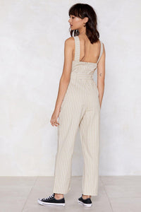 You Got It in One Striped Jumpsuit
