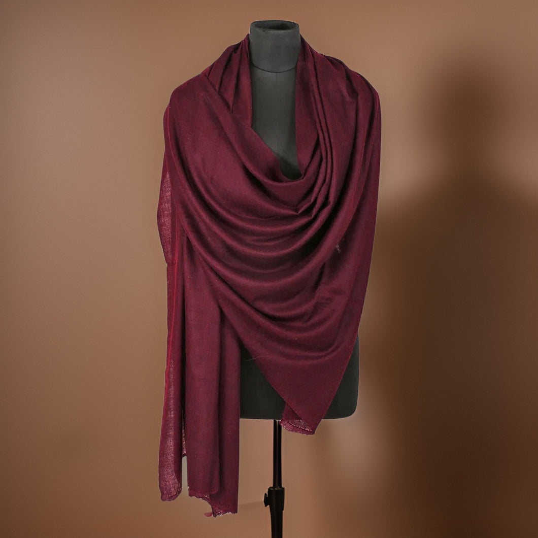 Deep Wine Solid Cashmere Pashmina Shawl