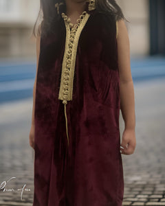 SHD X DARK DIVA - Kids suede Vest under velvet Sleeveless Kaftan