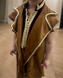 SHD X DARK DIVA - Kids suede Vest under velvet Sleeveless Kaftan