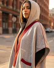 SHD X DARK DIVA - The Sahara Hoodie Bisht in Grey/Red