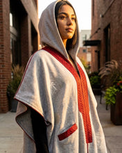 SHD X DARK DIVA - The Sahara Hoodie Bisht in Grey/Red