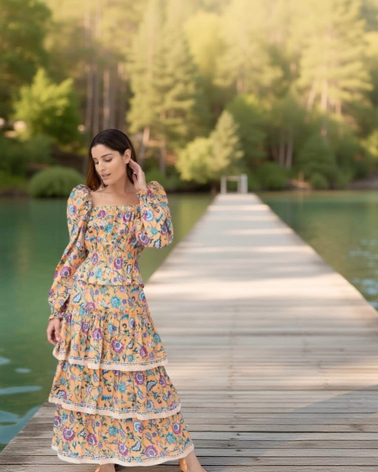 PITUSA - Layered Boho Skirt with Puffy Top