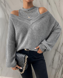 Cut-Out Shoulder Tanked Sweater