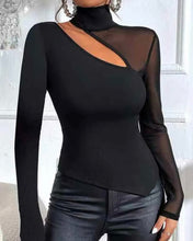 Cut Out High-Neck Mesh Top