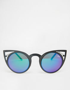 Quay Eyeware Australia - Invader Sunglasses in Black/Blue Mirror
