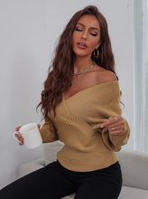 Cropped Wrap Ribbed Knit Sweater