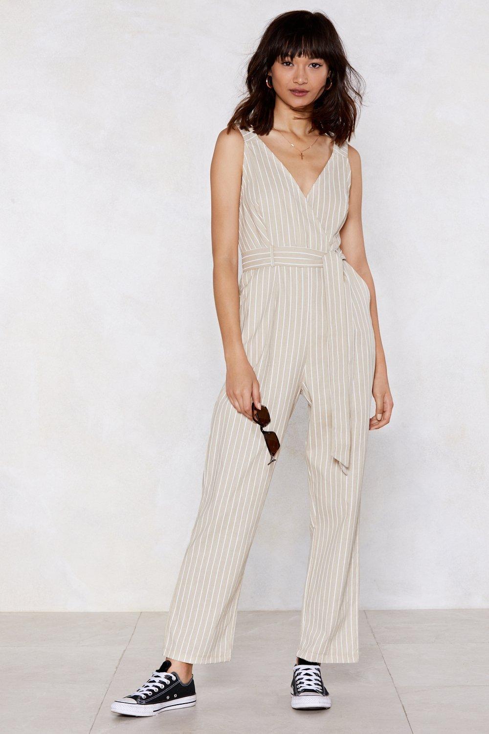 You Got It in One Striped Jumpsuit
